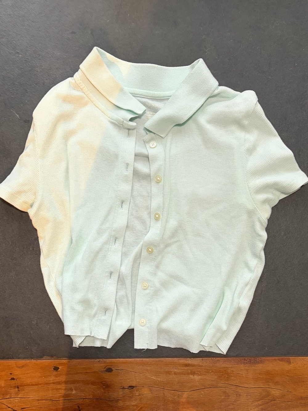 Teal cropped button up